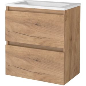 Badmeubelset Aquasplash Salt 60x39cm Greeploos 2 Lades Met Wastafel Acryl 1 Kraangat Whisky Oak Aquasplash