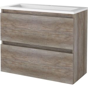 Badmeubelset bws salt 80x39 cm greeploos 2 lades met wastafel acryl 1 kraangat scotch oak