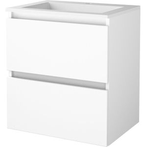 Badmeubelset bws salt 60x46 cm greeploos 2 lades met wastafel acryl 1 kraangat ice white