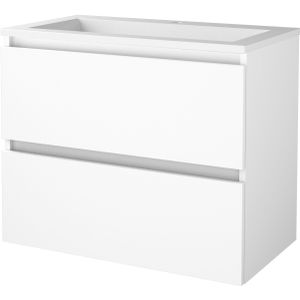 Badmeubelset bws salt 80x46 cm greeploos 2 lades met wastafel acryl 1 kraangat ice white