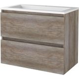 Badmeubelset bws salt 80x46 cm greeploos 2 lades met wastafel acryl 1 kraangat scotch oak