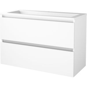 Badmeubelset bws salt 100x46 cm greeploos 2 lades met wastafel acryl 1 kraangat ice white