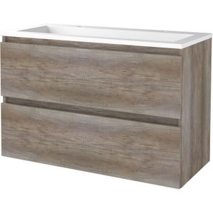 Badmeubelset Aquasplash Salt 100x46cm Greeploos 2 Lades Met Wastafel Acryl 2 Kraangaten Scotch Oak Aquasplash