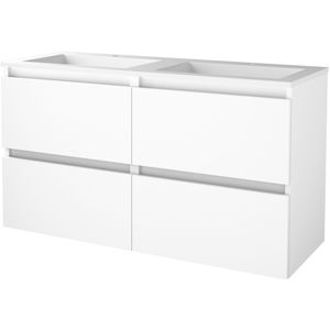 Badmeubelset bws salt 120x46 cm greeploos 4 lades met wastafel acryl 2 kraangaten ice white