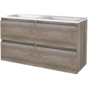 Badmeubelset bws salt 120x46 cm greeploos 4 lades met wastafel acryl 2 kraangaten scotch oak