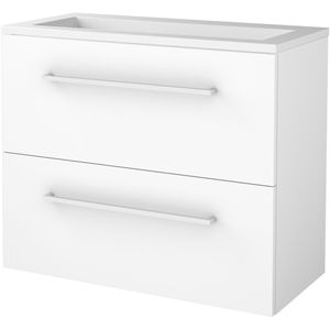 Badmeubelset BWS Salt 80x39cm Met Grepen 2 Lades Met Wastafel Acryl Ice White