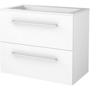 Badmeubelset BWS Salt 80x46cm Met Grepen 2 Lades Met Wastafel Acryl 1 Kraangat Ice White