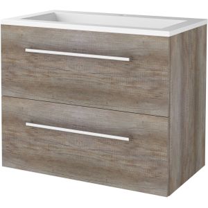 Badmeubelset bws salt 100x46 cm met grepen 2 lades met wastafel acryl scotch oak