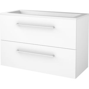 Badmeubelset bws salt 100x46 cm met grepen 2 lades met wastafel acryl 1 kraangat ice white