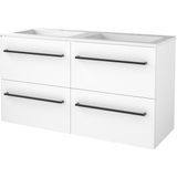 Badmeubelset BWS Salt 120x46cm Met Grepen 4 Lades Met Wastafel Acryl 2 Kraangaten Ice White