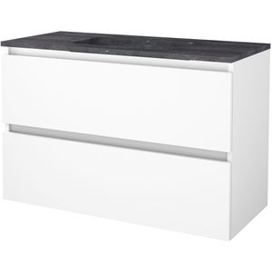 Badmeubelset bws salt 100x46 cm greeploos 2 lades met wastafel hardsteen ice white