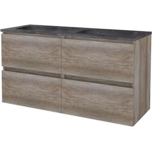 Badmeubelset bws salt 120x46 cm greeploos 4 lades met wastafel hardsteen scotch oak