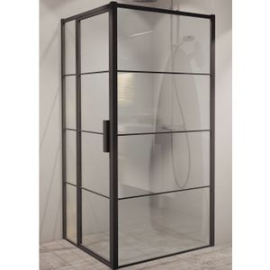 Aquasplash Inloopdouche Frame 88x200 cm 8mm NANO Glas Mat Zwart