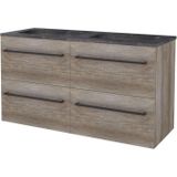 Badmeubelset BWS Salt 120x46cm Met Grepen 4 Lades Met Wastafel Hardsteen Scotch Oak