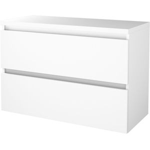 Badmeubelset bws salt 100x46 cm greeploos 2 lades met afdekplaat ice white