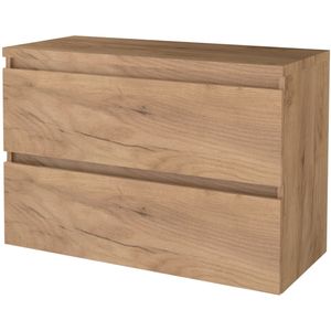 Badmeubelset bws salt 100x46 cm greeploos 2 lades met afdekplaat whisky oak