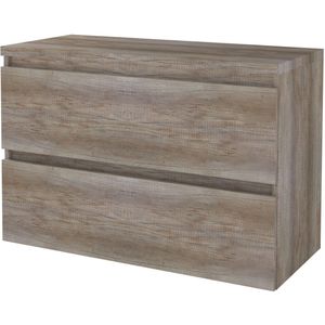 Badmeubelset BWS Salt 100x46cm Greeploos 2 Lades Met Afdekplaat Scotch Oak
