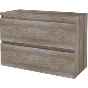 Badmeubelset bws salt 100x46 cm greeploos 2 lades met afdekplaat scotch oak