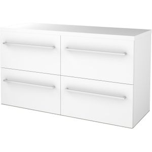 Badmeubelset bws salt 120x46 cm met grepen 4 lades met afdekplaat ice white