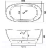 Ligbad Vrijstaand Ideavit Solidseal 163x85x64 cm Solid Surface Mat Wit