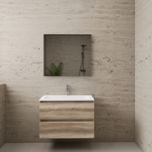 Bws badmeubel | paris | canyon oak 80 cm | mat wit wastafel | 1 kraangat