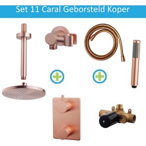 Wiesbaden Inbouw Regendouche Set 11 Caral Plafonduitloop Geborsteld Koper