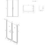 Nisdeur lacus giglio evo saloon 2 klapdeuren 110x200 cm helder glas chroom