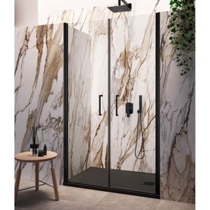 Nisdeur lacus giglio evo saloon 2 klapdeuren 90x200 cm helder glas mat zwart