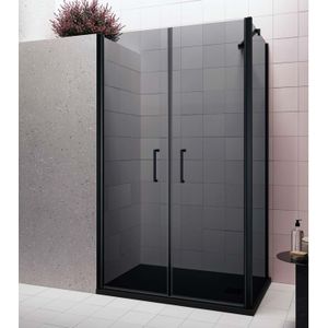 Zijwand lacus giglio evo 70x200 cm aluminium profiel rookglas zwart