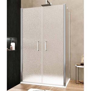 Zijwand lacus giglio evo 75x200 cm aluminium profiel chinchilla glas chroom