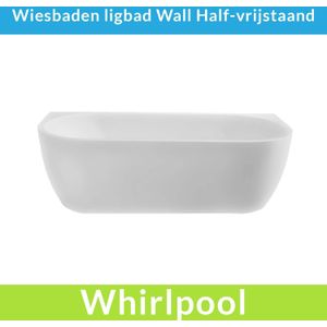 Half vrijstaande whirlpool wiesbaden wall 180x80x58 cm luchtsysteem met gunmetal jets mat wit