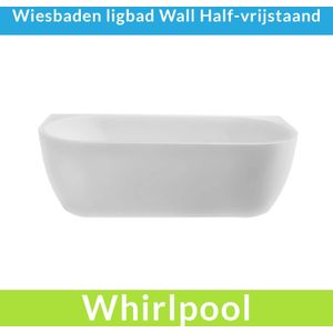 Half vrijstaande whirlpool wiesbaden zenn 180x80x58 cm luchtsysteem met gunmetal jets mat wit