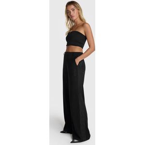 Alix The Label Zwarte Woven Jacquard Broek met Rechte Pijpen