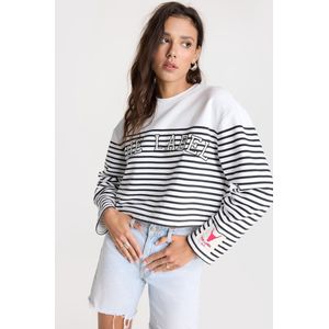 Alix The Label - Gebreide Trui - Wit - Dames - Gestreept