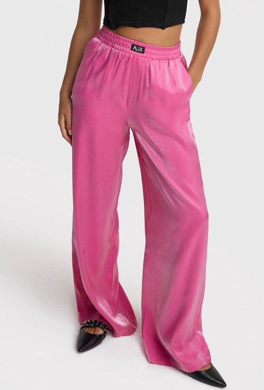 Alix The Label - Roze Wijde Glansbroek voor Dames