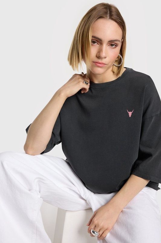 Alix The Label - T-shirt - Grijs - Ronde Hals