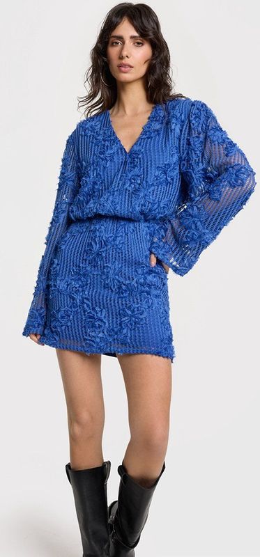 Alix The Label - Knitted Tape Lace Dress - Jurk - Blauw - Denim
