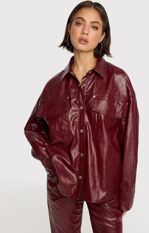Alix the Label - Blouse - Bordeaux - Faux Leather