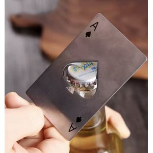 Bier opener - Kaart - Schoppen A - Pokerkaart - Flesopener - Bieropener kaart Schoppen Aas