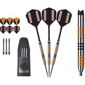 abcdarts dartpijlen 90% wolfraam amberjack 22 gram met flights, shafts en portemonnee