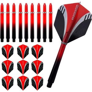 ABC Pentathlon dartpijlen (30 stuks) en shafts (24 stuks) medium tribal rood