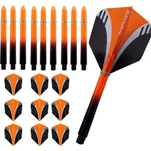 ABC Pentathlon dartpijlen (30 stuks) en shafts (24 stuks) medium - oranje tribal