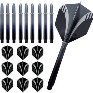 ABC Pentathlon dartpijlen (30 stuks) en shafts (24 stuks) - zwart