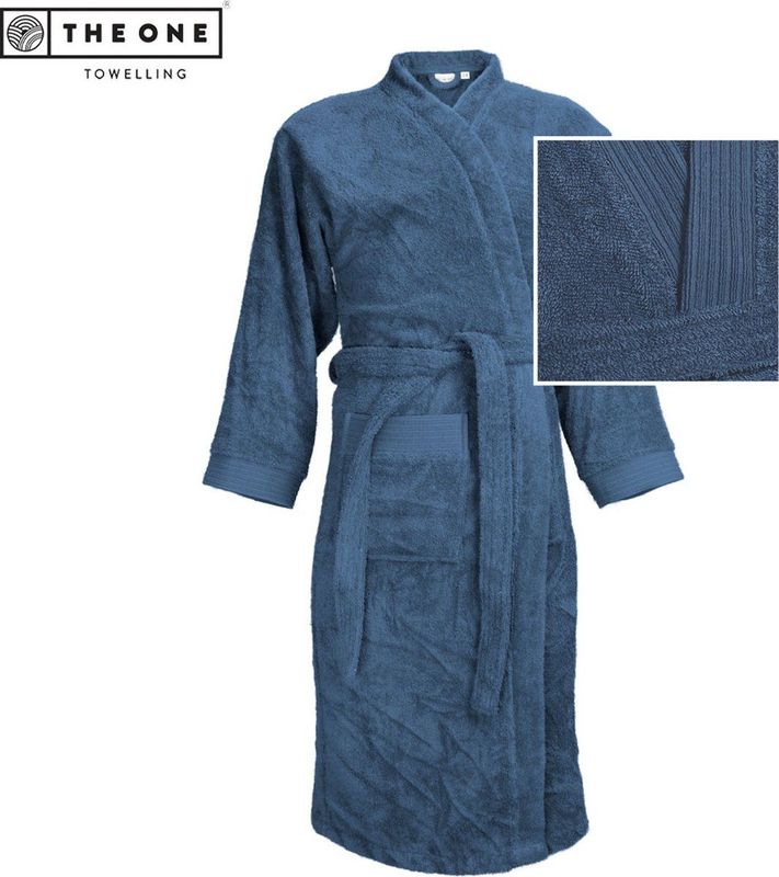 The One - Towelling Badjas - Denim - 100% Gekamd Badstofkatoen - Vocht Absorberend