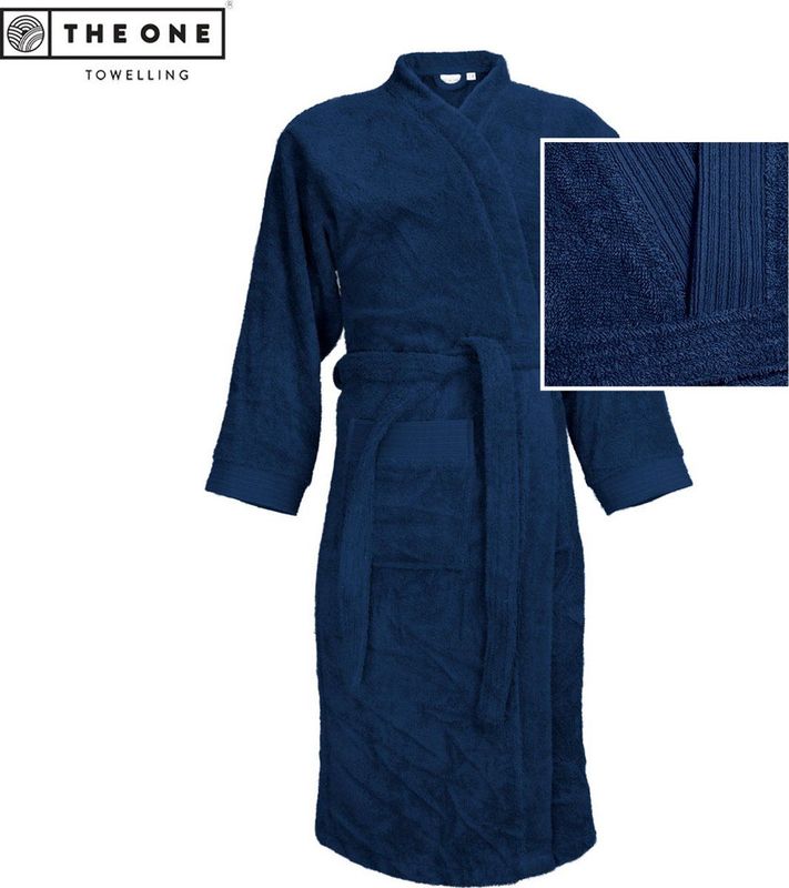The One Towelling Badjas - Zachte kamerjas - Vocht absorberend - 100% Gekamd badstofkatoen - S/M - Navy
