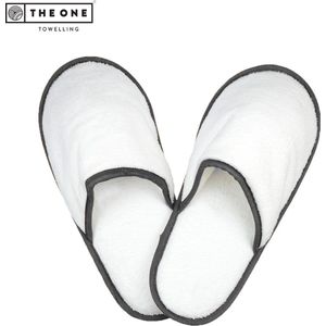 The One - Towelling - Badstofslippers - Antraciet/Wit - 400 gr/m² - 100% Gekamd Katoen