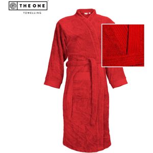 The One Towelling Badjas - L/XL - Zachte kamerjas - Vocht absorberend - 100% Gekamd badstofkatoen - Rood