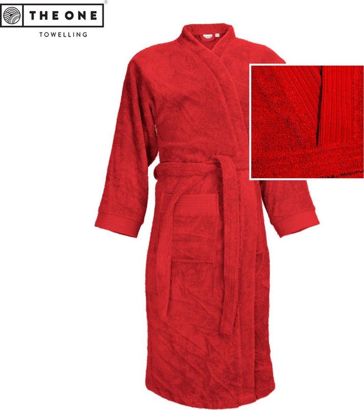 The One Towelling Badjas - L/XL - Zachte kamerjas - Vocht absorberend - 100% Gekamd badstofkatoen - Rood