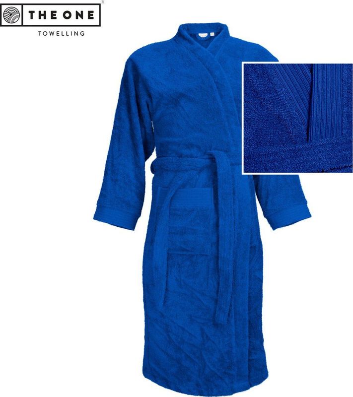 The One Towelling Badjas - Zachte kamerjas - Vocht absorberend - 100% Gekamd badstofkatoen - L/XL - Koningsblauw