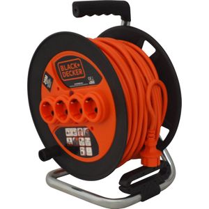 Black+Decker Kabelhaspel- 25 Meter - 3G 1,5mm - 4 voudig - voor gebruik binnen